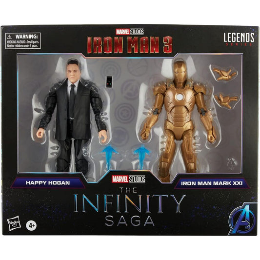Blisterverpackung mit 2 Figuren: Happy Hogan und Iron Man Mark XXI (Iron Man 3: The Infinity Saga  Marvel  15 cm)