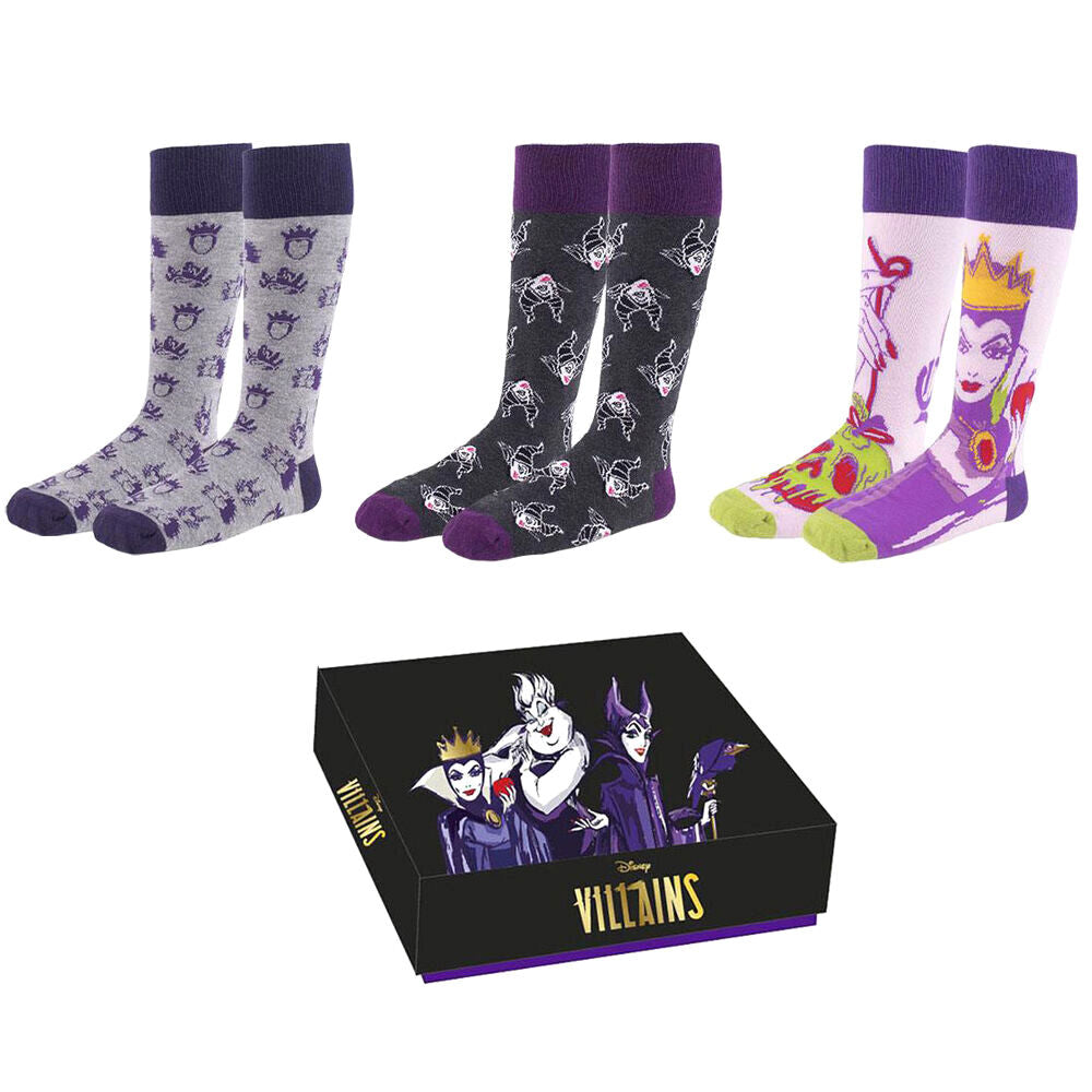 set of 3 disney villains socks
