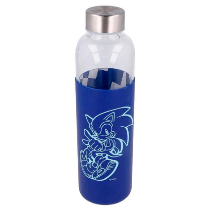 sonic the hedgehog glass bottle with silicone sleeve  585ml