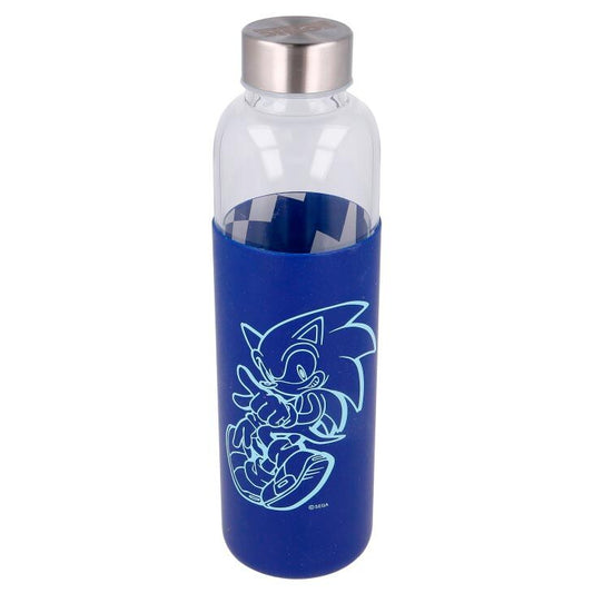 sonic the hedgehog glass bottle with silicone sleeve  585ml