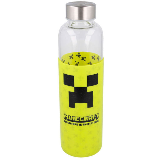 minecraft glass bottle with silicone sleeve  585ml