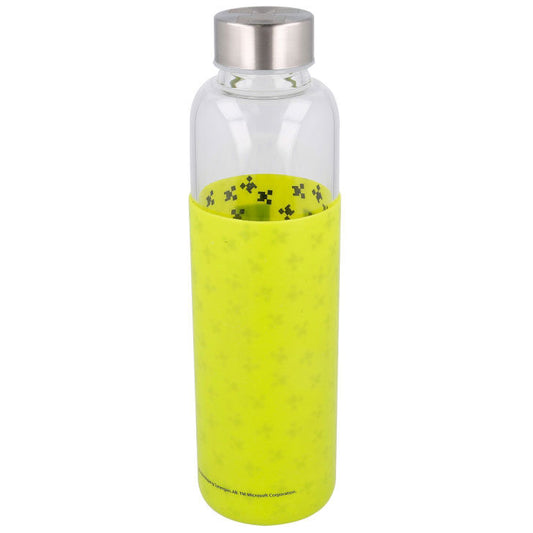 Garrafa de vidro Minecraft com capa de silicone 585ml