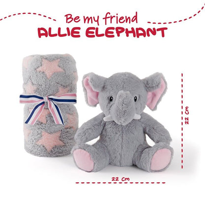 Elefante Allie in peluche e morbida coperta 22 cm