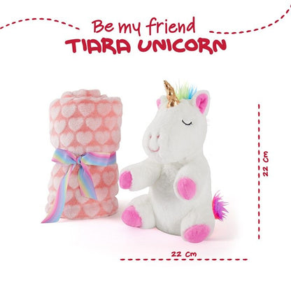 Einhorn Tiara Plüschtier + weiche Decke (22 cm)