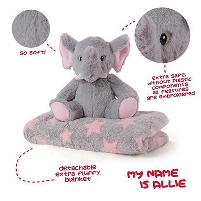 Elefante Allie in peluche e morbida coperta 22 cm