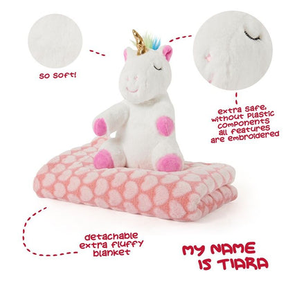 Einhorn Tiara Plüschtier + weiche Decke (22 cm)