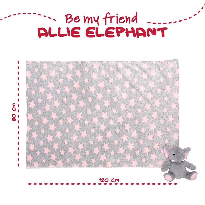 Elefante Allie in peluche e morbida coperta 22 cm