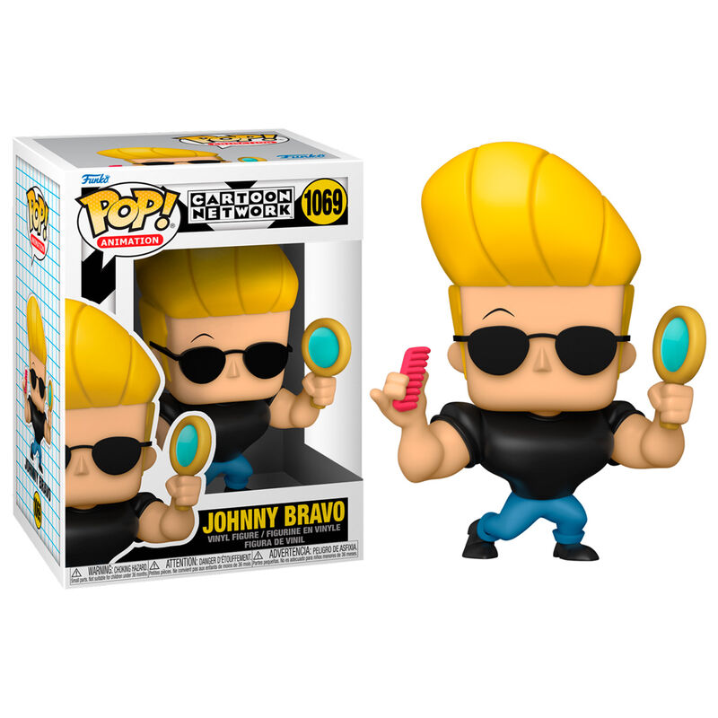Boneco Funko Pop do Johnny Bravo do Cartoon Network com espelho e pente.