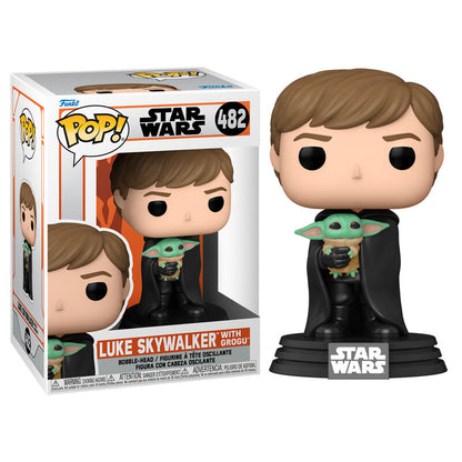 pop figure star wars mandalorian luke with child