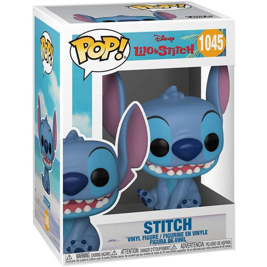 Figura Funko Pop! do Lilo & Stitch da Disney Stitch sorrindo sentado.