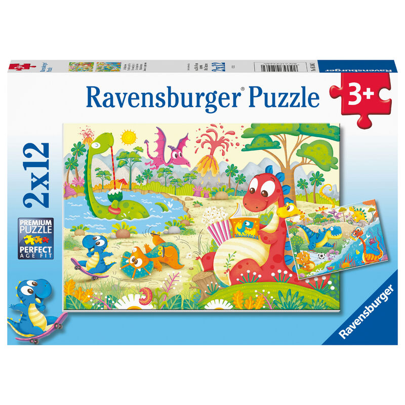 playful dinosaurs puzzle 2x12pcs