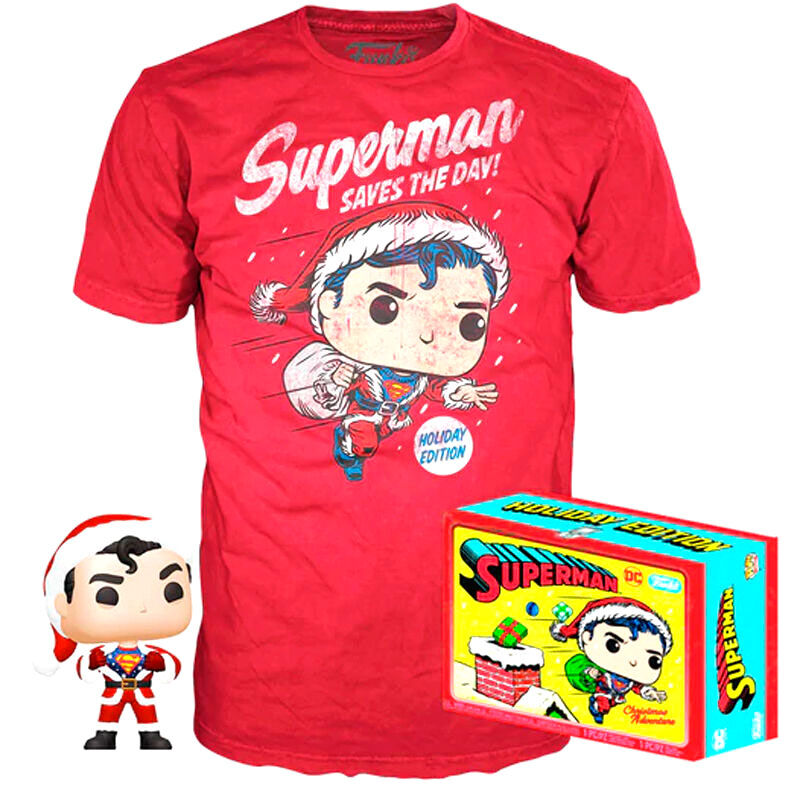 pop figure & tee set dc comics superman exclusive flocked
