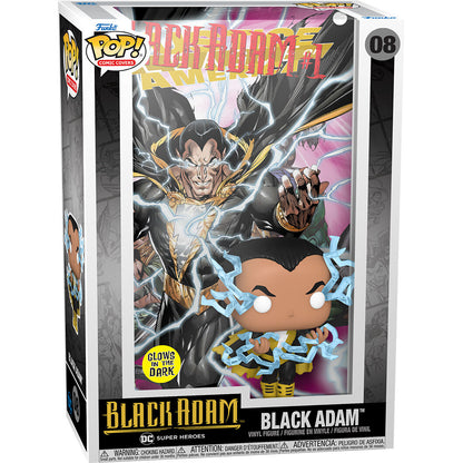 Figura POP da DC Comics com a capa da HQ do Adão Negro.