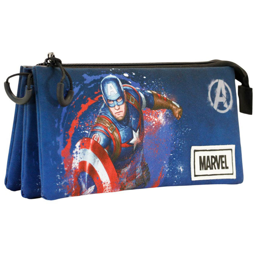full captain america marvel triple pencil case