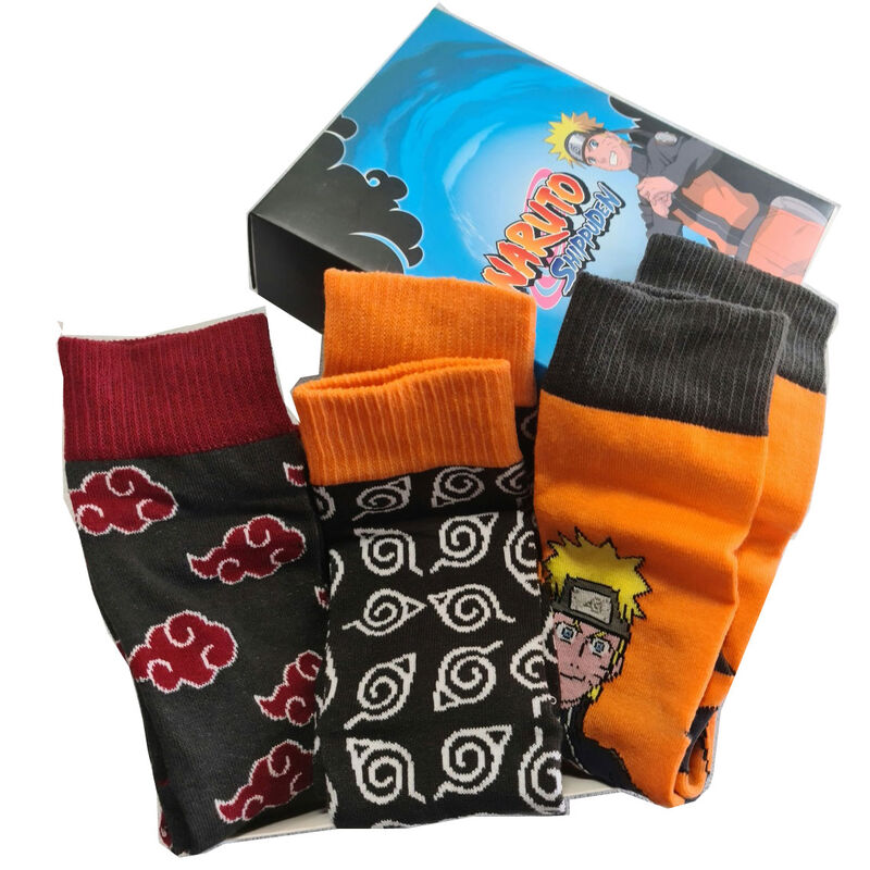 set of 3 naruto shippuden adult socks assorted
