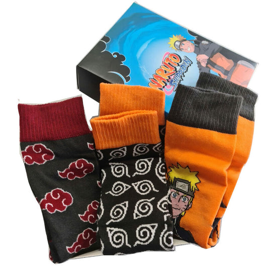 set of 3 naruto shippuden adult socks assorted