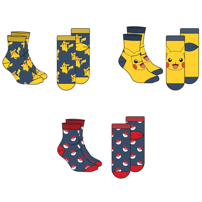 Lot de 3 paires de chaussettes Pokémon pour adultes assorties