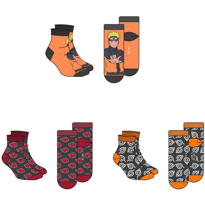 Conjunto de 3 meias adultas sortidas de Naruto Shippuden