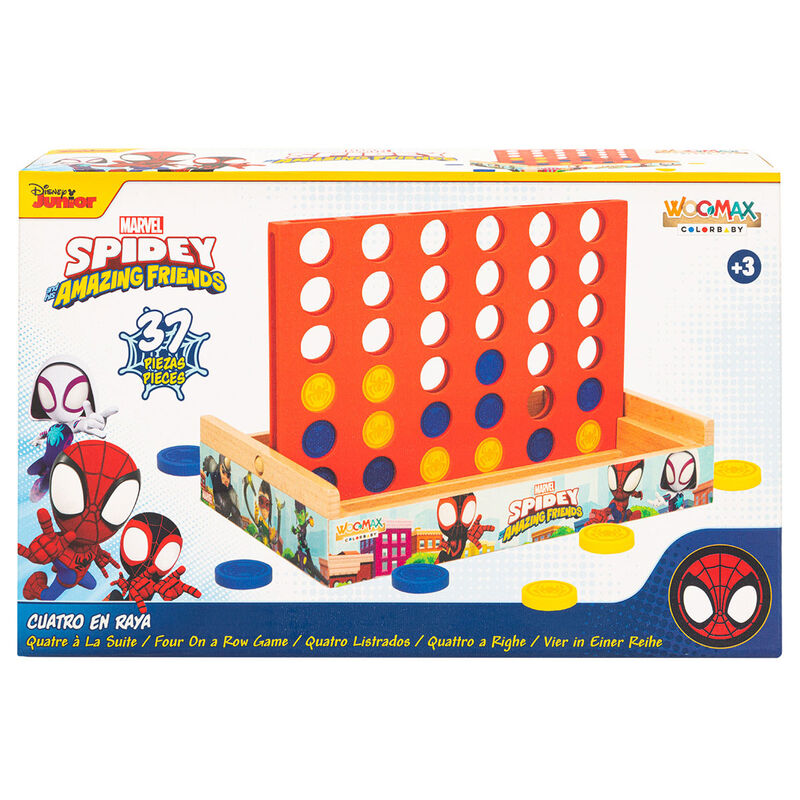 wooden connect four game spidey marvel