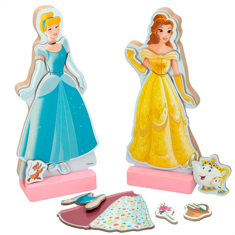 Jogo magnético de madeira com vestidos de princesas da Disney