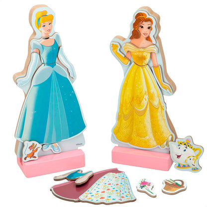Jogo magnético de madeira com vestidos de princesas da Disney