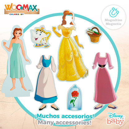 Jogo magnético de madeira com vestidos de princesas da Disney