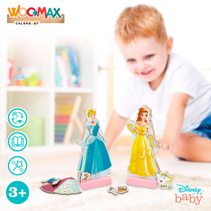 Jogo magnético de madeira com vestidos de princesas da Disney