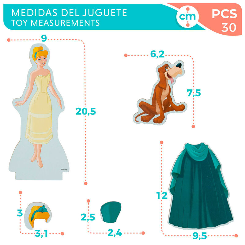 Magnetic wooden set Cinderella dresses Disney