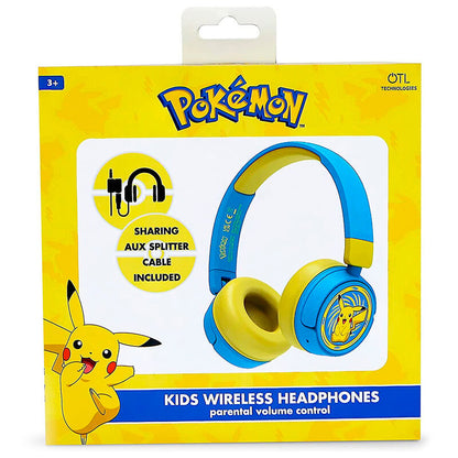 Fones de ouvido sem fio Pikachu Pokémon para crianças