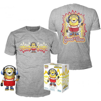 pop figure set & tee minions roller skating stuart metallic exclusive xl