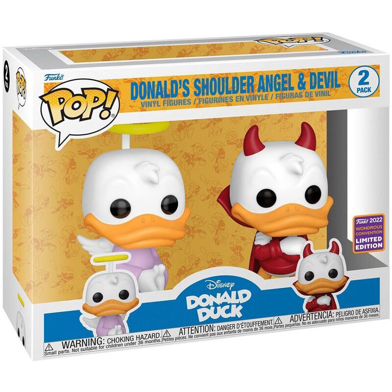 blister 2 pop figures disney donald duck  donald angel & devil exclusive