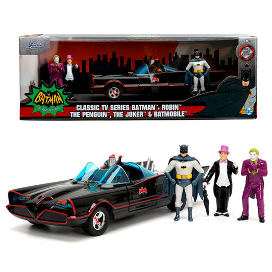 blister pack of 4 figures  batmobile vehicle 1966 batman dc comics 1:24