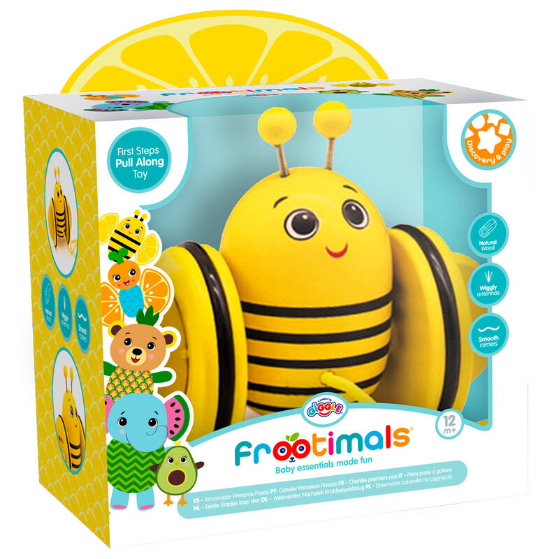 bizzy lemonbee fruitimals wooden first steps pull toy