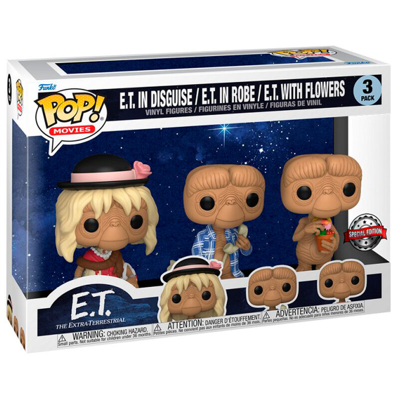 blister pack of 3 pop figures et the extra terrestrial exclusive