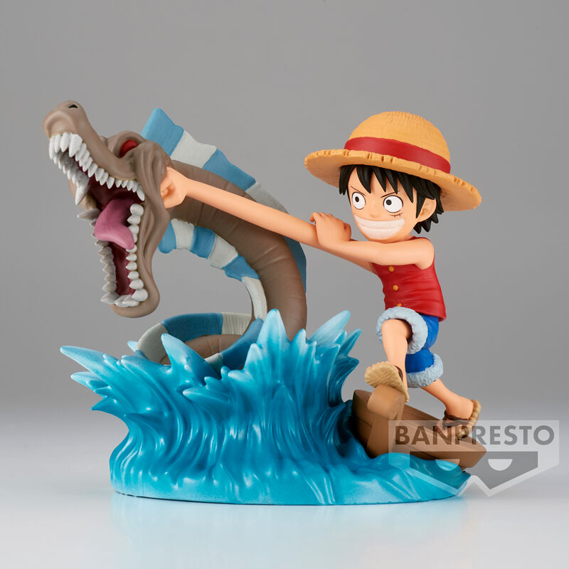 Action figure Monkey D Luffy contro il mostro marino locale Log Stories One Piece 7cm