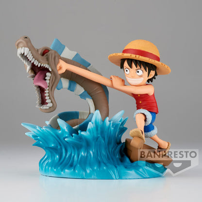 Action figure Monkey D Luffy contro il mostro marino locale Log Stories One Piece 7cm