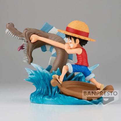 Action figure Monkey D Luffy contro il mostro marino locale Log Stories One Piece 7cm