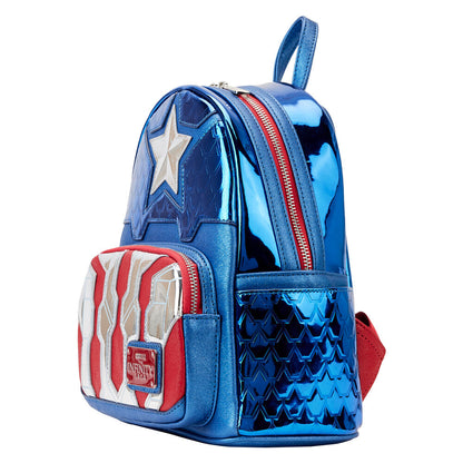 captain america marvel loungefly metallic backpack 26cm