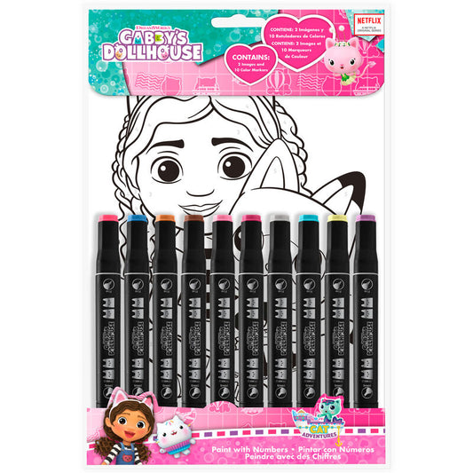 gabby's dollhouse coloring set by numbers