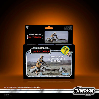 Action figure Speeder Bike Scout Trooper e Grogu il Mandaloriano Star Wars 9 cm