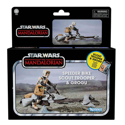 Action figure Speeder Bike Scout Trooper e Grogu il Mandaloriano Star Wars 9 cm