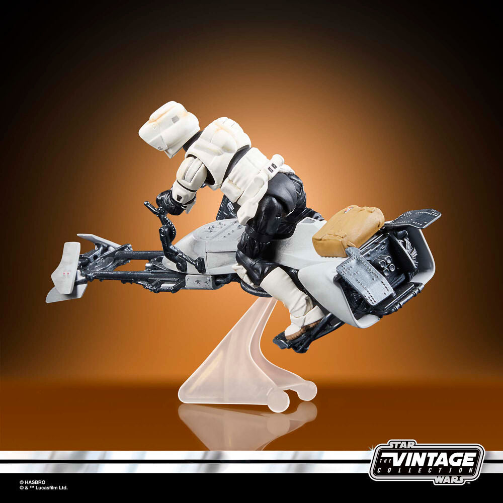 Action figure Speeder Bike Scout Trooper e Grogu il Mandaloriano Star Wars 9 cm
