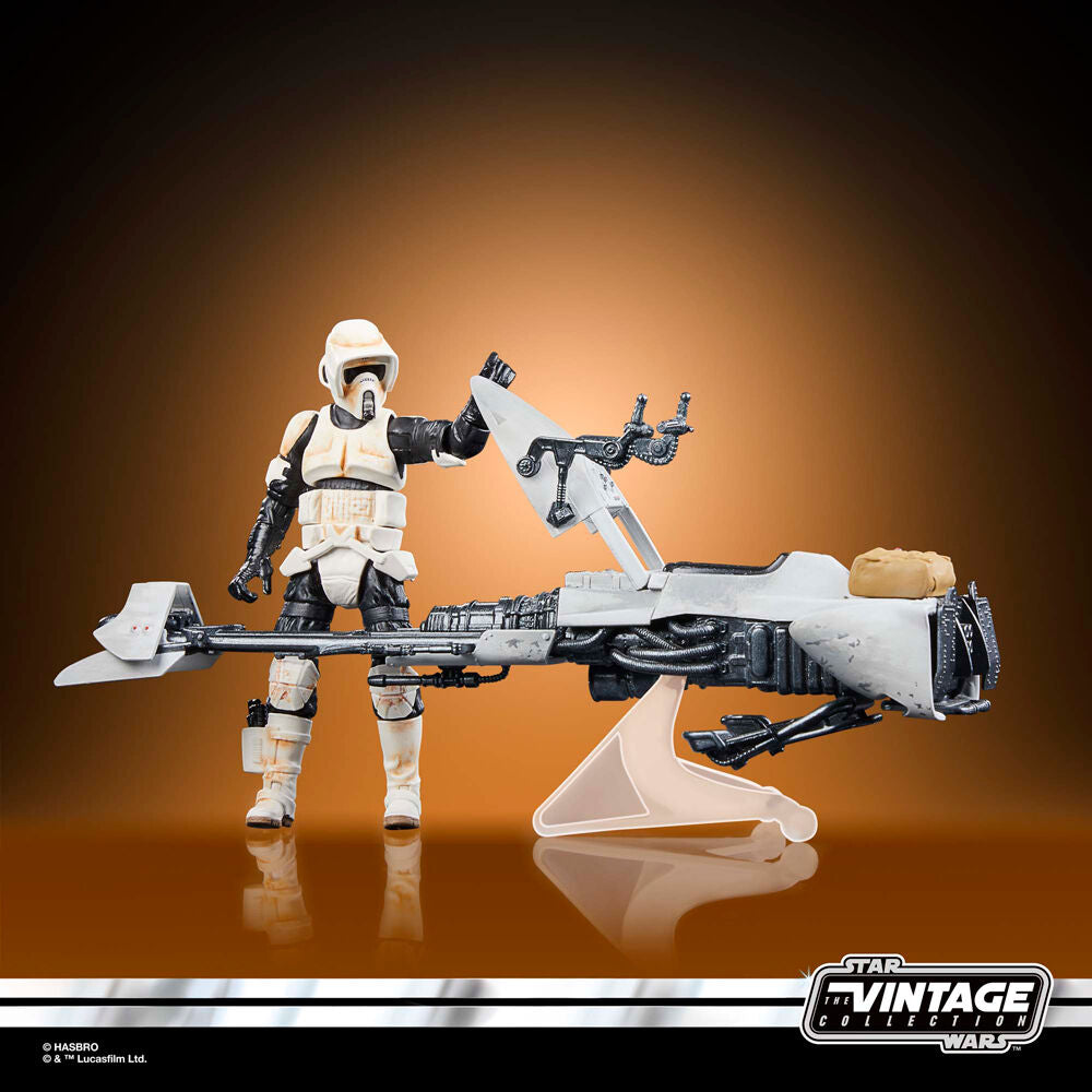 Action figure Speeder Bike Scout Trooper e Grogu il Mandaloriano Star Wars 9 cm