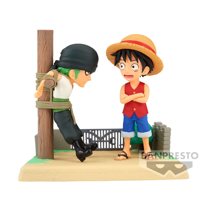 figure monkey d luffy & roronoa zoro log stories one piece 7cm