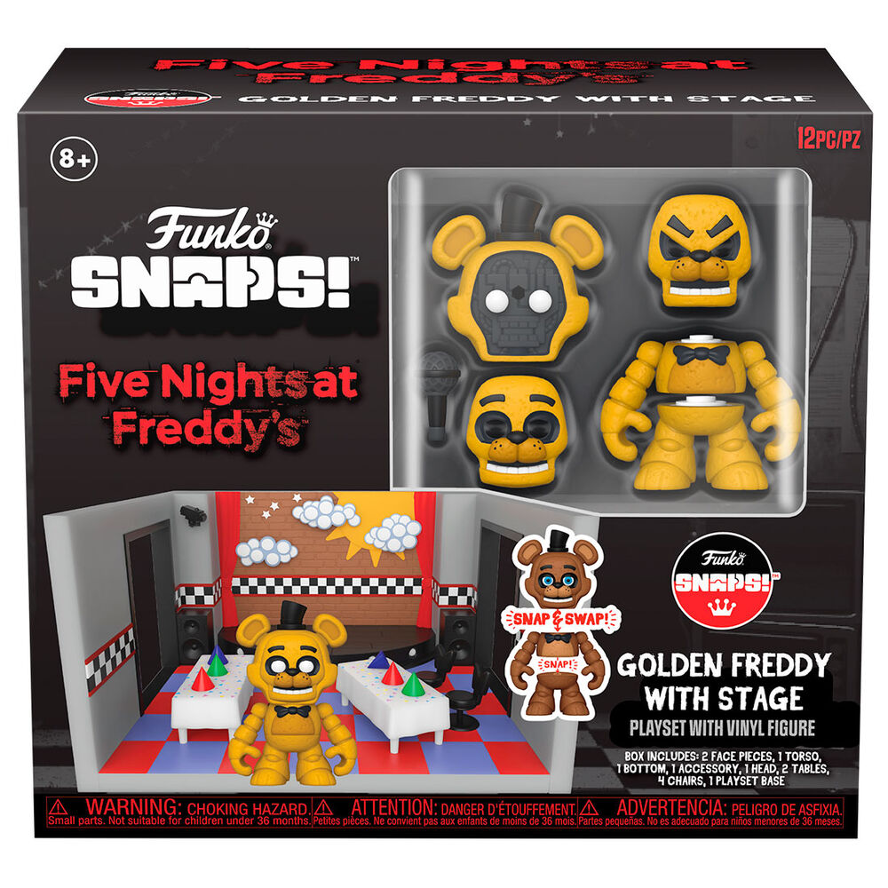 snaps playset figure  five nights at freddys golden freddy with stage
