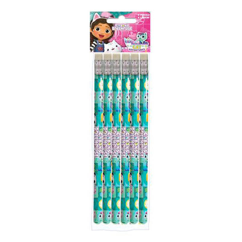 blister pack of 6 pencils  gabby's dollhouse