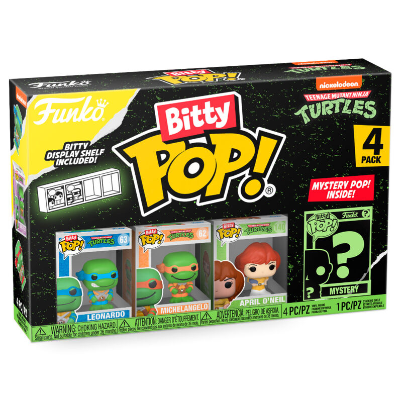 blister pack of 4 bitty pop teenage mutant ninja turtles leonardo figures