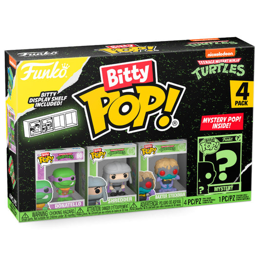 blister pack of 4 bitty pop teenage mutant ninja turtles donatello figures
