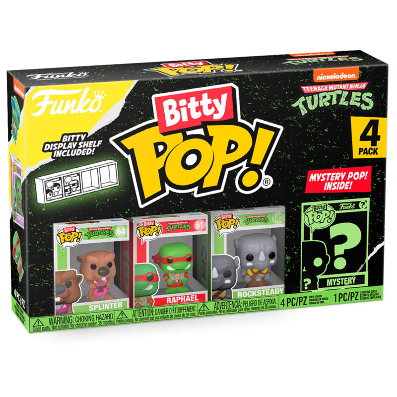 blister pack of 4 bitty pop teenage mutant ninja turtles splinter figures