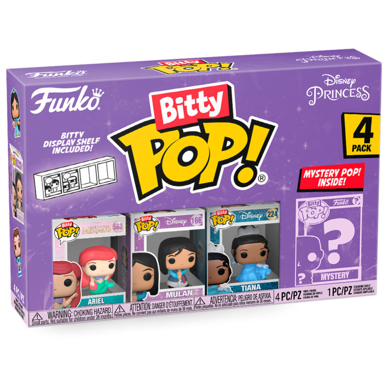 blister pack of 4 bitty pop disney princesses ariel figures